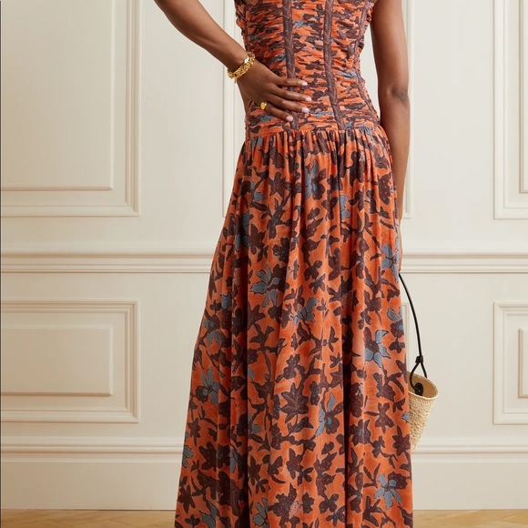 Anya open-back ruched floral-print silk-crepe maxi dress - Picture 3 of 12